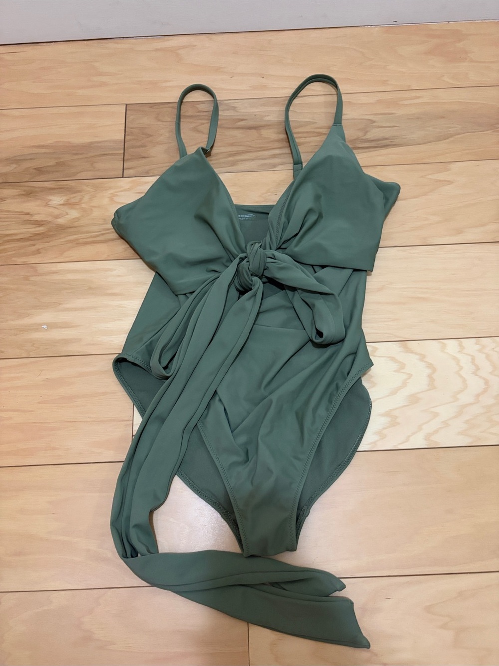 aerie Olive Green Tie-Front One-Piece Swimsuit